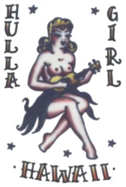 Hawaii Girl Aufklebe Tattoo