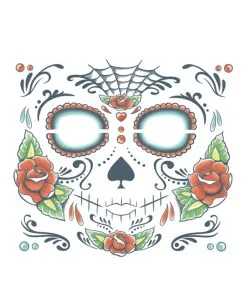 Day Of The Dead Skull Face Tattoo