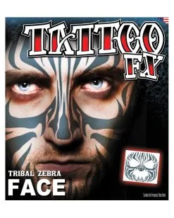 Face Tattoo Tribal Zebra -Halloween Make up Verkäufe face tattoo tribal zebra gesichtstattoo zum aufkleben tier make up 37662 2