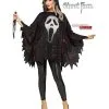 Ghost Face Glitzer Poncho -Halloween Make up Verkäufe ghost face glitzer poncho glittering ghost face poncho adult halloween kostuem poncho scream 54207