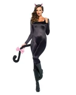 Glänzender Catsuit Schwarz -Halloween Make up Verkäufe glaenzender catsuit schwarz catwoman kostuem halloween schwarzer kostuemanzug 36197 3
