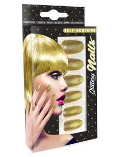 Glitzer Fingernägel Gold 12 St. 7 Glitzer Fingernägel Gold 12 St. -Halloween Make up Verkäufe gold glitzernde fingernaegel selbstklebende fingernaegel gold gold fingernails self adhesiv 36690 03 2