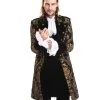 Gothic Aristokrat Herren Mantel Gold Schwarz -Halloween Make up Verkäufe gothic aristokrat herrenmantel gold schwarz brokatmuster gothic aristocrat mens coat gothic mantel 39099 1