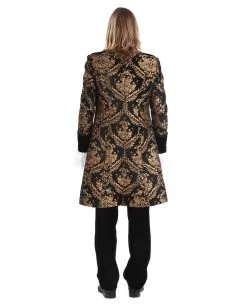 Gothic Aristokrat Herren Mantel Gold Schwarz -Halloween Make up Verkäufe gothic aristokrat herrenmantel gold schwarz brokatmuster gothic aristocrat mens coat gothic mantel 39099 4