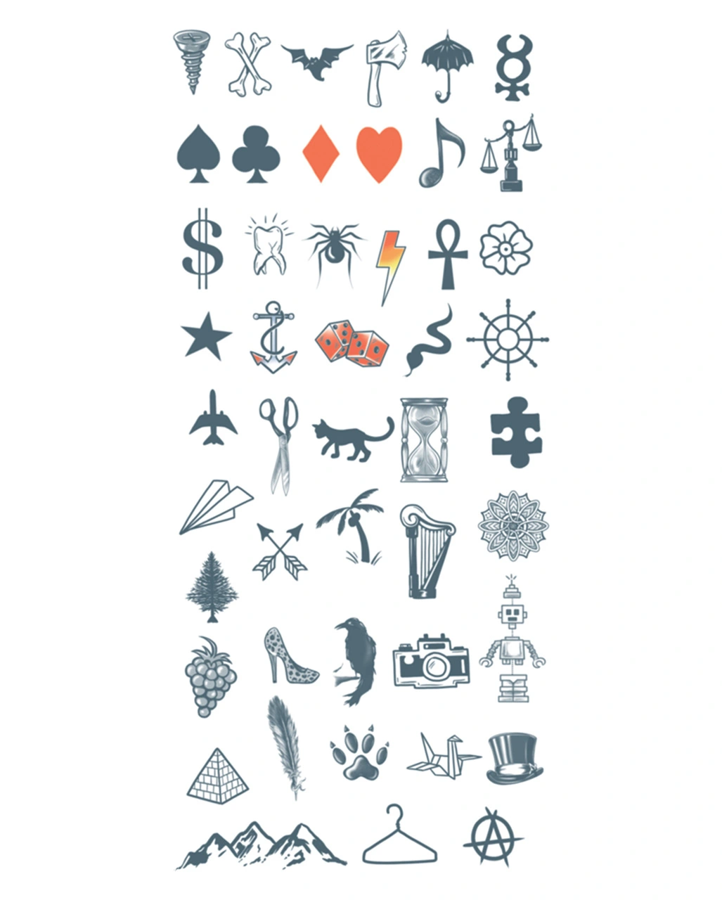 Klebetattoo Set Für Die Finger - Symbole 3 Klebetattoo Set Für Die Finger - Symbole