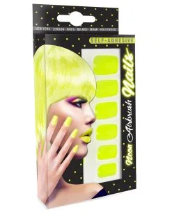 Neon Airbrush Fingernägel Neon Gelb -Halloween Make up Verkäufe neon airbrush fingernaegel neon gelb neon fingernails neon yellow falsche fingernaegel 36696 03 2