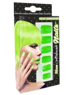Neon Airbrush Fingernägel Neon Grün -Halloween Make up Verkäufe neon airbrush fingernaegel neon gruen neon fingernails neon green falsche fingernaegel 36697 03