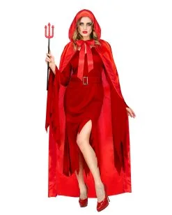 Roter Satinumhang Mit Kapuze -Halloween Make up Verkäufe roter satin umhang maerchen kostuemzubehoer red satin cape 29377 4