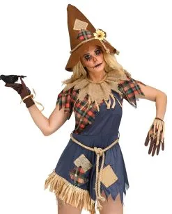 Scary Crow Damen Kostüm -Halloween Make up Verkäufe scary crow damen kostuem vogelscheuche kostuem halloween damen kostuem 37635 3