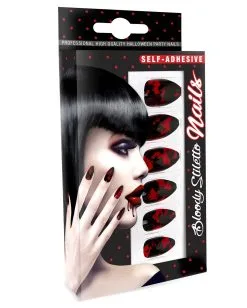 Schwarze Fingernägel Mit Blood Splatter 12 St. -Halloween Make up Verkäufe schwarze fingernaegel mit blood splatter fingernaegel mit blutspritzer black fingernails with blood splatter 36703 03