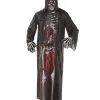 Grim Reaper Robe Mit Fotodruck -Halloween Make up Verkäufe schwarze grim reaper robe mit fotodruck sensenmann verkleidung fuer halloween skelett kutte 25544
