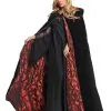 Schwarzer Deluxe Samt Kapuzenumhang -Halloween Make up Verkäufe schwarzer vampir umhang rot gefuetterter schwarzer deluxe samt kapuzenumhang 18389 2