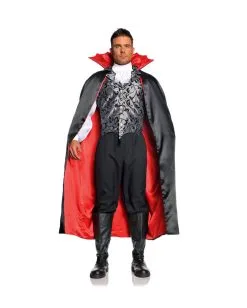 Vampir Satin Cape Schwarz / Rot