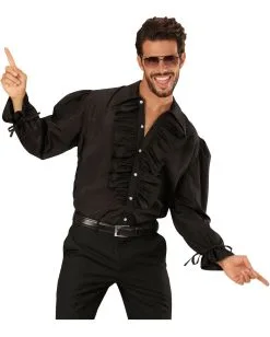 Schwarzes Rüschenhemd Mit Knöpfen -Halloween Make up Verkäufe schwarzes rueschenhemd mit knoepfen zorro hemd piratenhemd seeraeuberhemd 25594 1