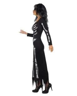 Elegantes Skelett Schlauchkleid -Halloween Make up Verkäufe schwarzes schlauchkleid mit skelett motiv skeleton tube dress bild3 23898
