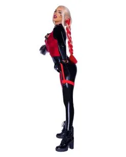 Sexy Harley Catsuit Kostüm -Halloween Make up Verkäufe sexy harley catsuit kostuem sexy harley catsuit costume erotischer harley quinn bodysuit 53711 4