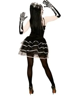 Skelett Minikleid Mit Handschuhen -Halloween Make up Verkäufe skelett minikleid mit handschuhen skeleton mini dress with gloves skelett frauen kostuem 36605 02