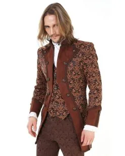 Steampunk Aristokrat Herren Mantel Braun -Halloween Make up Verkäufe steampunk aristokrat herren mantel braun steampunk aristocrat mens coat brown steampunk mantel 39105 2