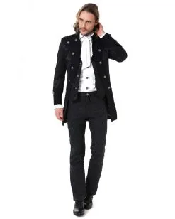 Steampunk Aristokrat Herren Mantel Schwarz -Halloween Make up Verkäufe steampunk aristokrat herren mantel schwarz steampunk aristocrat mens coat black steampunk mantel 39106 4