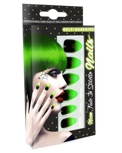 Stileto Fingernägel Schwarz / Neongrün 12 St. 7 Stileto Fingernägel Schwarz / Neongrün 12 St. -Halloween Make up Verkäufe stileto fingernaegel schwarz neongruen hexen fingernaegel stileto fingernails black neon green kostuemzubehoer 36692 03 2