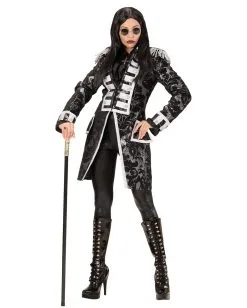 Venezianischer Damenfrack Silber-schwarz -Halloween Make up Verkäufe venezianischer damenfrack silber schwarz kostuemuniform fuer frauen bild3 27470