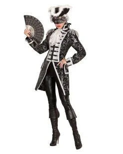 Venezianischer Damenfrack Silber-schwarz -Halloween Make up Verkäufe venezianischer damenfrack silber schwarz kostuemuniform fuer frauen bild4 27470