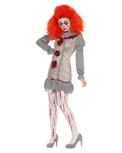 Vintage Horror-Clown Damen Kostüm -Halloween Make up Verkäufe vintage horror clown damen kostuem killerclown verkleidung frauen halloween evil clown lady costume 35807 3 1