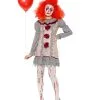 Vintage Horror-Clown Damen Kostüm -Halloween Make up Verkäufe vintage horror clown damen kostuem killerclown verkleidung frauen halloween evil clown lady costume 35807 1